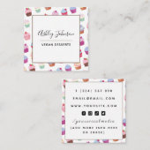 ビーガン植物ベースのデザートのカップケーキパターンソーシャル スクエア名刺 (正面/裏面)