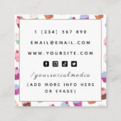 ビーガン植物ベースのデザートのカップケーキパターンソーシャル スクエア名刺 (裏面)