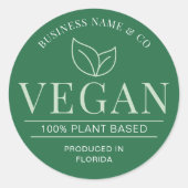 ビーガン植物性製品グリーン食品ラベル ラウンドシール (正面)