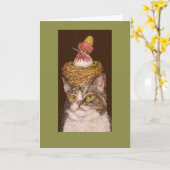 ビーガン猫カード カード (黄色い花)