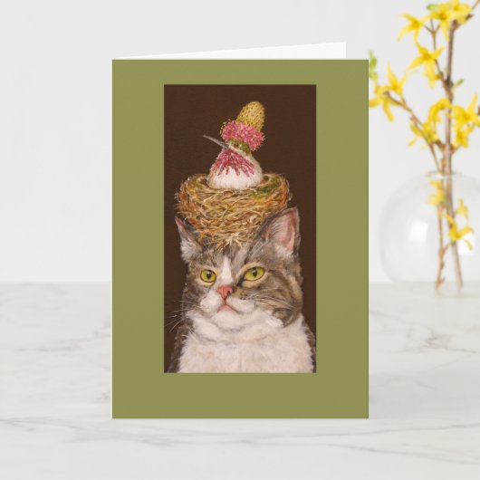 ビーガン猫カード カード (黄色い花)