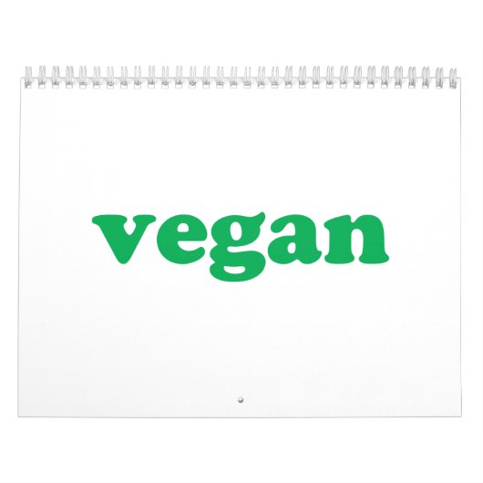 ビーガン白と緑のモダンタイポグラフィ カレンダー (カバー)