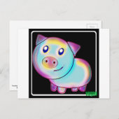 ビーガン着色豚 ポストカード (正面/裏面)