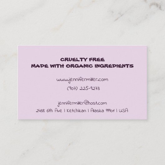ビーガン石鹸 名刺 (裏面)