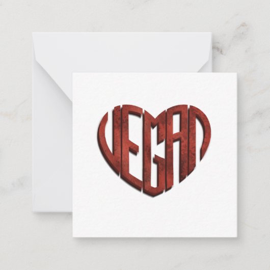 ビーガン花ハート ノートカード (正面)