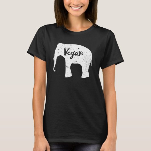 ビーガン象の恋人エルビヴォー植物性動物 Tシャツ (正面)