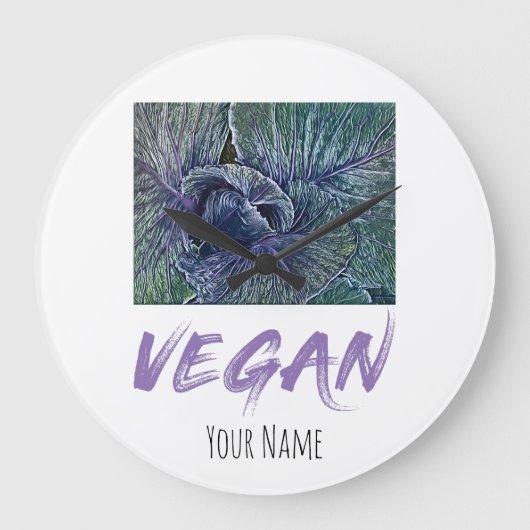 ビーガン赤キャベツヴィンテージギフト ラージ壁時計 (正面)