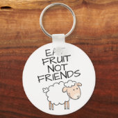 ビーガン食べフルーツではなく友人かわいい白い羊 キーホルダー (正面)