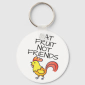 ビーガン食べフルーツではなく友人かわいい黄色い鶏 キーホルダー (正面)