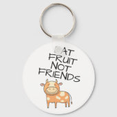 ビーガン食べフルーツは友達ではなく可愛い茶色の牛 キーホルダー (正面)