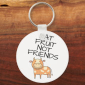 ビーガン食べフルーツは友達ではなく可愛い茶色の牛 キーホルダー (正面)