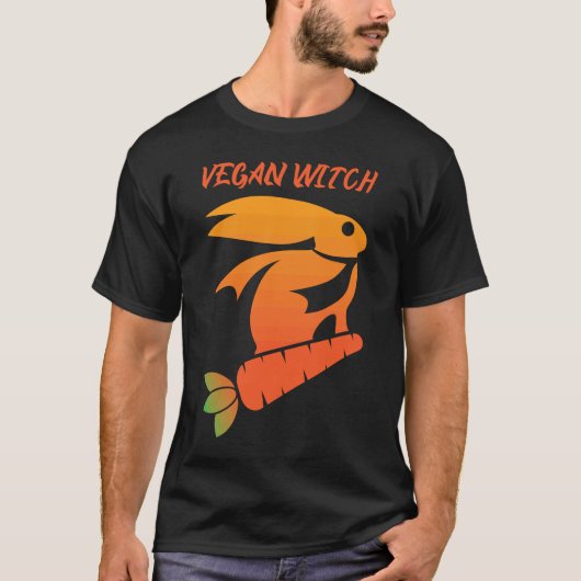 ビーガン魔女うさぎニンジン動物の権利 Tシャツ (正面)