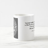 "ビーガン"の単語雲の球及び引用文 コーヒーマグカップ (中央)