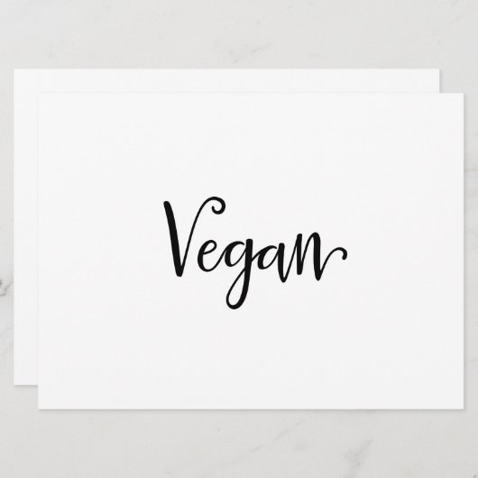 「ビーガン」の食生活ニーズのサイン |書道 (正面/裏面)