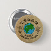 ビーガン-偽りなく生きている緑 缶バッジ (正面&裏面)