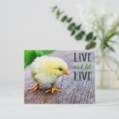 ビーガン「生きて生きる」かわいい女の子と ポストカード (スタンド正面)