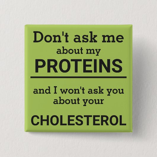 ビーガン – 私の頼タンパク質のおもしろいについては知らない 缶バッジ (正面)