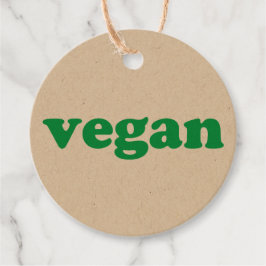 「ビーガン」緑の文字、白または茶色 フェイバータグ