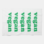 "ビーガン"緑、白 キッチンタオル (横)