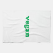 "ビーガン"緑、白 キッチンタオル (横)