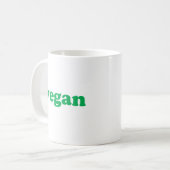 "ビーガン"緑、白 コーヒーマグカップ (正面左)