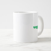 "ビーガン"緑、白 ジャンボコーヒーマグカップ (正面右)