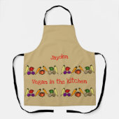ビーガン、野菜、トープ、あなたの名前 エプロン (正面)
