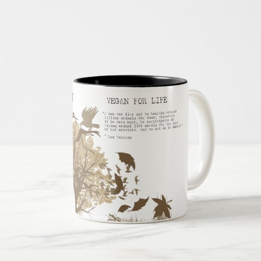 ビーガン- Tolstoyの引用文 ツートーンマグカップ (正面右)