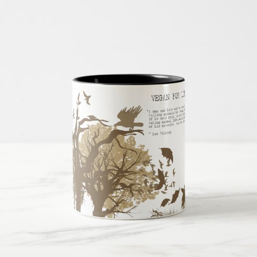 ビーガン- Tolstoyの引用文 ツートーンマグカップ (中央)