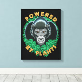ビーガンGorilla – 植物の力を持つ引用文 キャンバスプリント (インサイチュ (ウッドフロア))