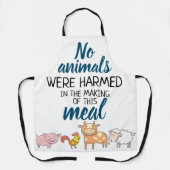 ビーガンNo Animalsは可愛い漫画の動物を害された エプロン (正面)
