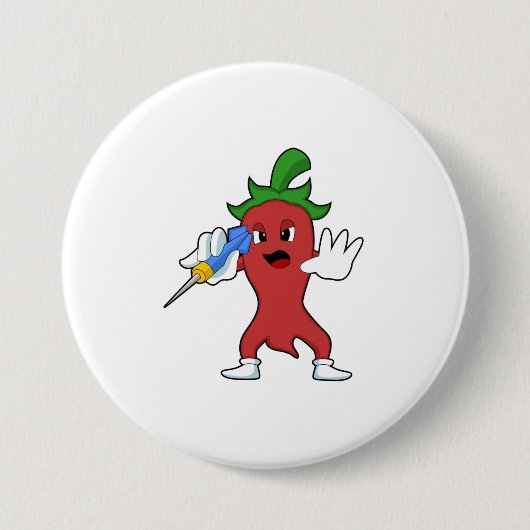 ビーガンPepper at Darts with Dart.PNG 缶バッジ (正面)