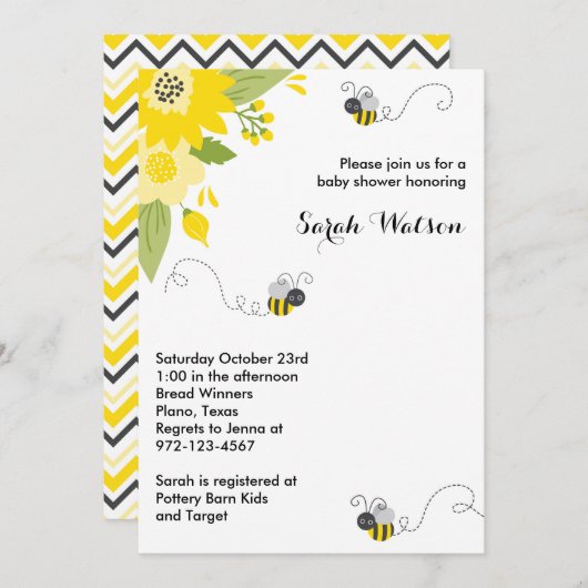 ビーガーデンベビーシャワー招待状 招待状 (正面/裏面)