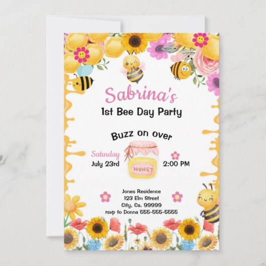 ビーガールズ1st誕生日招待状 招待状 (正面)