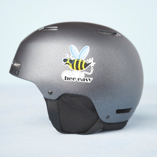 ビーキャラクターと口ひげサングラスビー簡単 シール (ヘルメット側面)