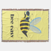 ビーキャラクターと口ひげサングラスビー簡単 スローブランケット (正面)