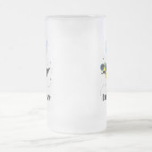 ビーキャラクターと口ひげサングラスビー簡単 フロストグラスビールジョッキ (中央)