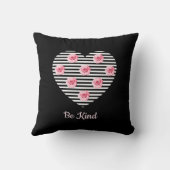 ビーキンドハートロマンティックピンクローズオンブラックストライプ クッション (裏面)