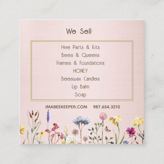 ビーキーパーの私はキーパークイーンビーの名刺 スクエア名刺 (裏面)