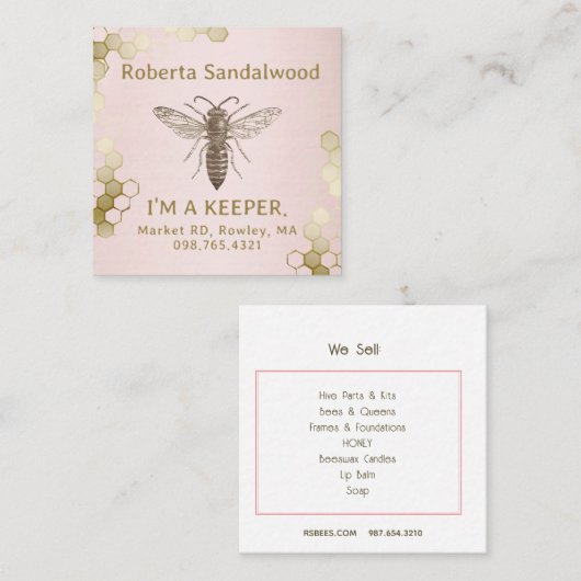 ビーキーパーの私はキーパークイーンビーの名刺 スクエア名刺 (正面/裏面)