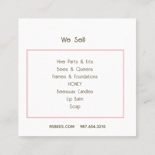 ビーキーパーの私はキーパークイーンビーの名刺 スクエア名刺 (裏面)