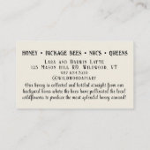 ビーキーパーコテージスタイルヴィンテージスケップ&ミツバチ 名刺 (裏面)