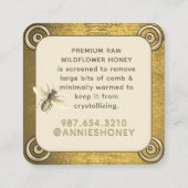 ビーキーパーズモダンクイーンビーティール(緑がかった色)&金ゴールドローハニー スクエア名刺 (裏面)