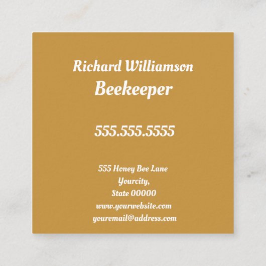 ビーキーパーハニーアパイリストヴィンテージハイブデザイン スクエア名刺 (裏面)