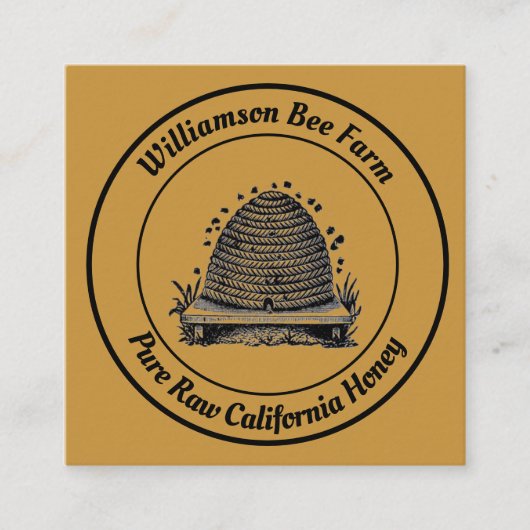ビーキーパーハニーアパイリストヴィンテージハイブデザイン スクエア名刺 (正面)