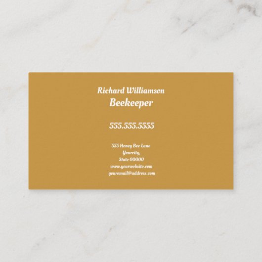 ビーキーパーハニーアパイリストヴィンテージハイブホワイトデザイン 名刺 (裏面)