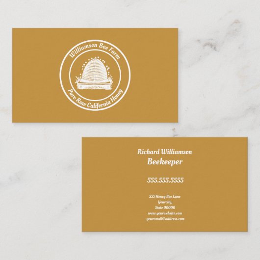 ビーキーパーハニーアパイリストヴィンテージハイブホワイトデザイン 名刺 (正面/裏面)