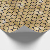 ビークイーンハニーコームヘキサゴーンブラック金ゴールド ラッピングペーパー (角)