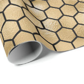 ビークイーンハニーコームヘキサゴーンブラック金ゴールド ラッピングペーパー (ロールコーナー)