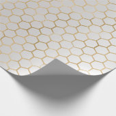 ビークイーンハニーコームメタリック金ゴールドセピアグレー ラッピングペーパー (角)